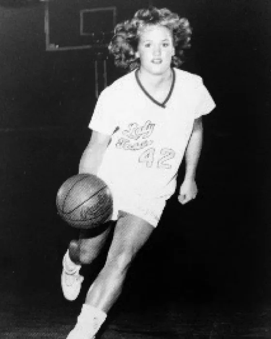 Cara Gullion dribbling in Louisiana Tech's white No. 42